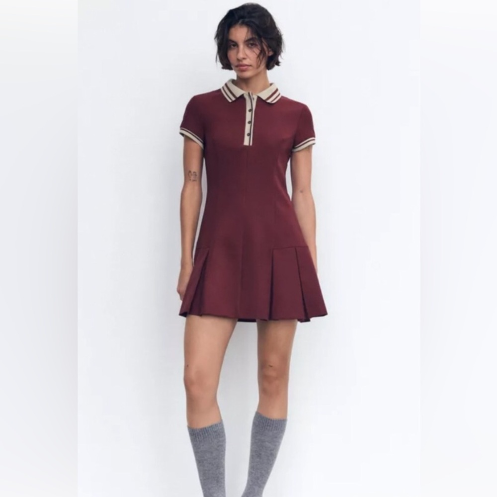 Zara box pleat mini dress. Size medium. NWT.